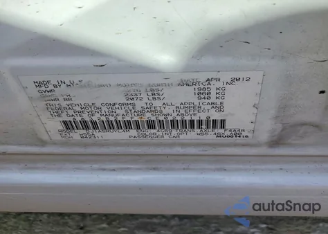 2012 Mitsubishi Galant Fe z USA, uszkodzony, nr VIN 4A32B2FF7CE022110